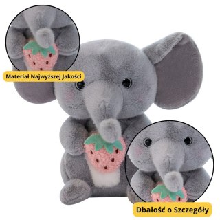 Pluszowa Maskotka Przytulanka Słoń Z Truskawką Szary 23cm LEAN Toys