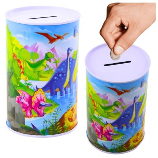 Skarbonka Z Dinozaurami Metalowa Kolorowa 13 x 8cm LEAN Toys