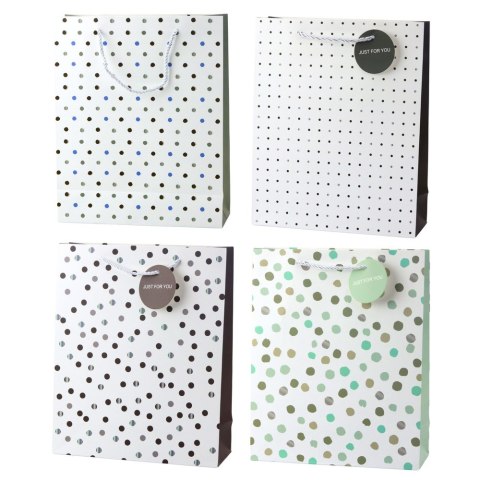 Torba Prezentowa Klasyczna W Kropki Zawieszka Just For You 32 x 26 x 10 cm LEAN