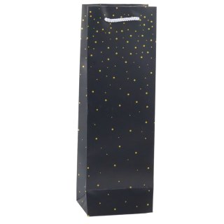 Torba Prezentowa Na Wino Butelkę Papierowa Złote Kropki 35 x 12 x 9 cm LEAN