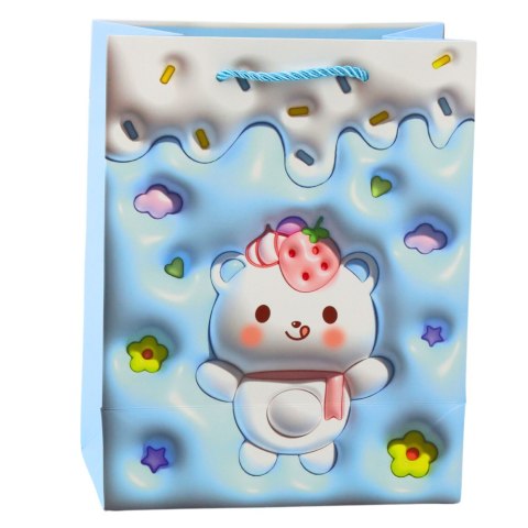 Torba Prezentowa Papierowa Miś Pastelowe Kolory 23 x 18 x 10,5 cm LEAN