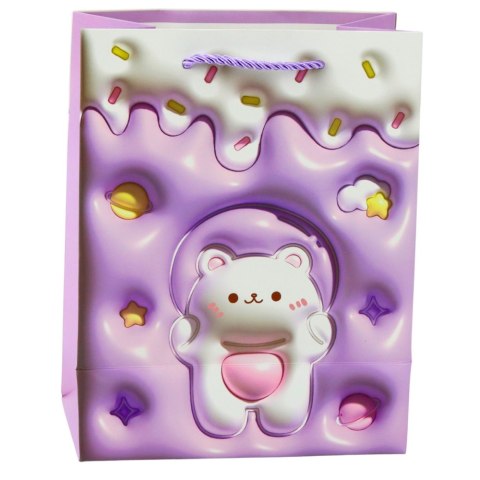 Torba Prezentowa Papierowa Miś Pastelowe Kolory 23 x 18 x 10,5 cm LEAN