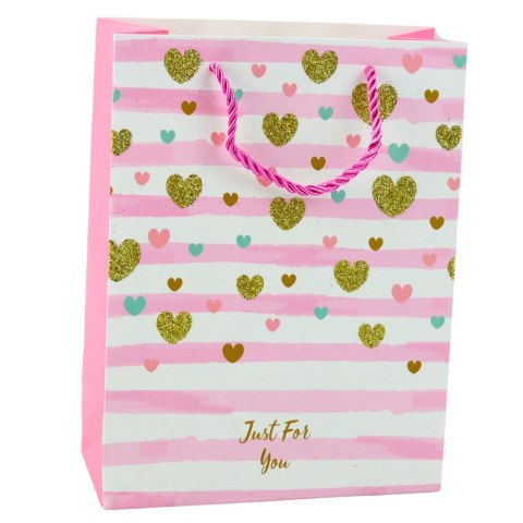 Torba Prezentowa Papierowa Niebieska Różowa Brokat 23 x 18 x 10,5 cm LEAN