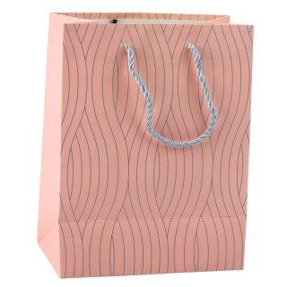 Torba Prezentowa Papierowa Srebrne Linie Faliste 23 x 18 x 10,5 cm LEAN