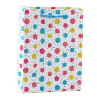 Torba Prezentowa Serca Gwiazdki Kropki Paski Kolorowe 23 x 18 x 10,5 cm LEAN