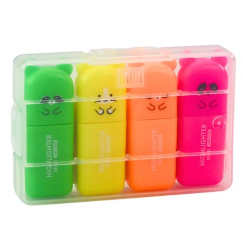 Zestaw Mini Zakreślacze Misie Kolorowe Plastikowe Etui 5szt LEAN