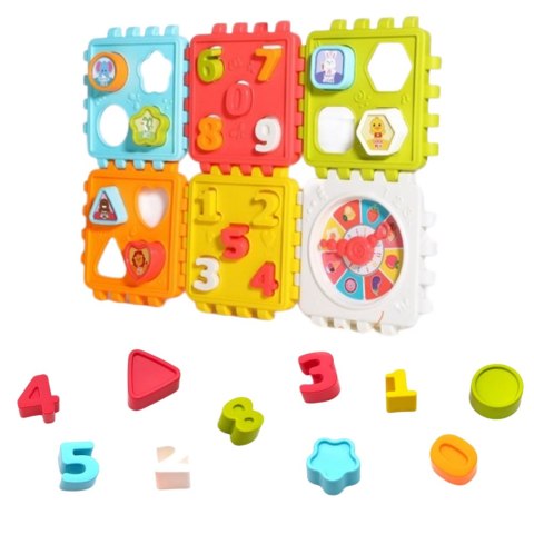 Kostka Edukacyjna Sorter Cyferki Wzory Zegar Kolorowa LEAN Toys