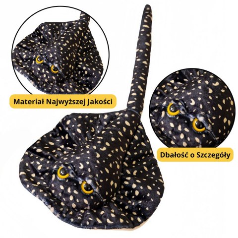 Maskotka Pluszowa Płaszczka Przytulanka Czarna W Kropki 50cm LEAN Toys