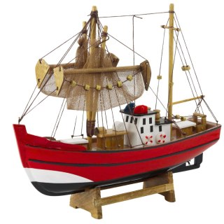 Model Kolekcjonerski Dekoracyjny Statek Kuter Rybacki Czerwony 30x26cm LEAN Toys