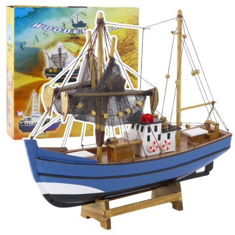 Model Kolekcjonerski Dekoracyjny Statek Kuter Rybacki Niebieski 30x26cm LEAN Toys
