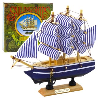 Model Kolekcjonerski Dekoracyjny Statek Żaglowiec Biało-Niebieski 16x15cm LEAN Toys