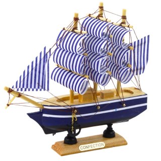 Model Kolekcjonerski Dekoracyjny Statek Żaglowiec Biało-Niebieski 16x15cm LEAN Toys