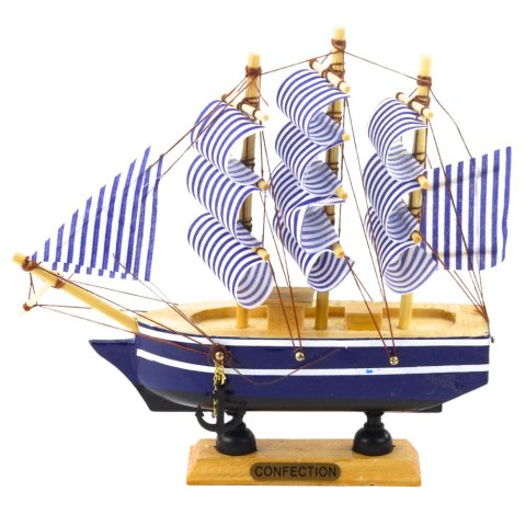 Model Kolekcjonerski Dekoracyjny Statek Żaglowiec Biało-Niebieski 16x15cm LEAN Toys