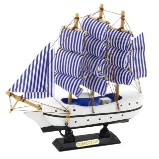 Model Kolekcjonerski Dekoracyjny Statek Żaglowiec Biało-Niebieski 18x17cm LEAN Toys