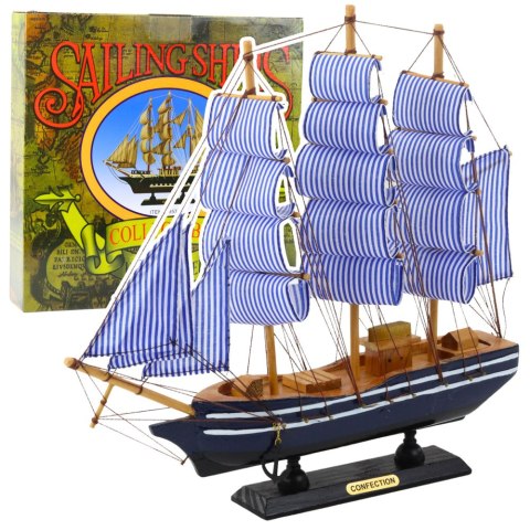 Model Kolekcjonerski Dekoracyjny Statek Żaglowiec Biało-Niebieski 33x31cm LEAN Toys
