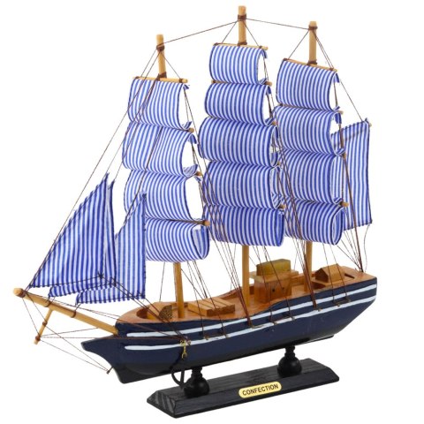 Model Kolekcjonerski Dekoracyjny Statek Żaglowiec Biało-Niebieski 33x31cm LEAN Toys