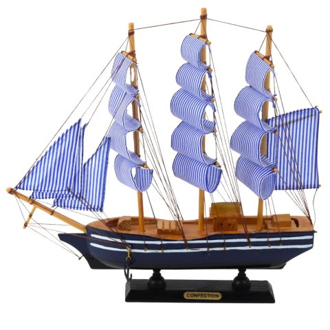 Model Kolekcjonerski Dekoracyjny Statek Żaglowiec Biało-Niebieski 33x31cm LEAN Toys