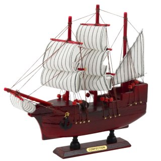 Model Kolekcjonerski Dekoracyjny Statek Żaglowiec Czerwony 24x23cm LEAN Toys