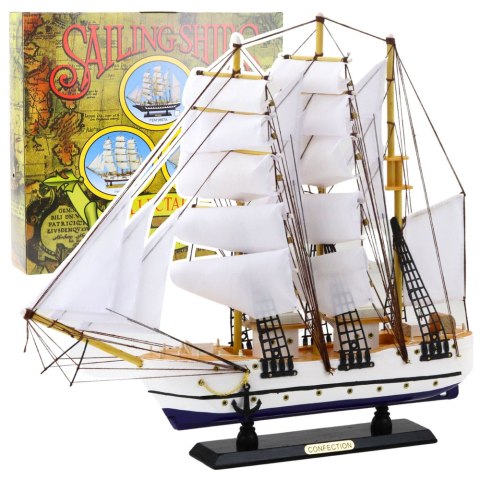 Model Kolekcjonerski Dekoracyjny Statek Żaglowiec Fregata Biały 49x43cm LEAN Toys