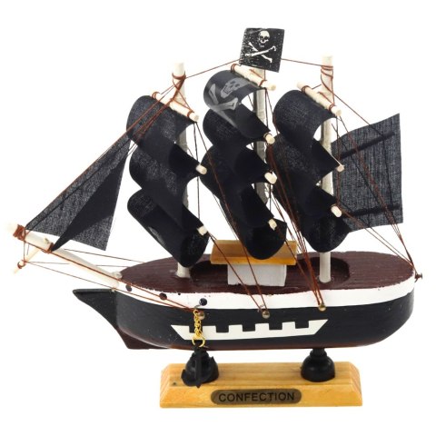 Model Kolekcjonerski Dekoracyjny Statek Żaglowiec Piracki Czarny 16x15cm LEAN Toys
