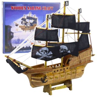 Model Kolekcjonerski Dekoracyjny Statek Żaglowiec Piracki Czarny 33x29cm LEAN Toys