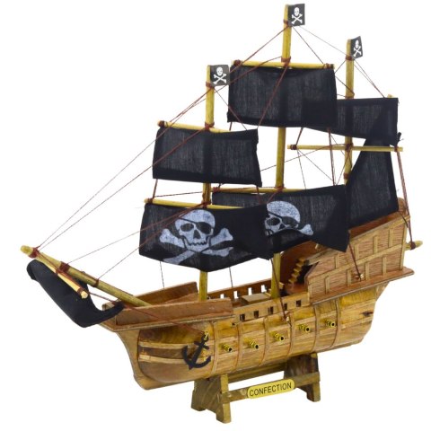 Model Kolekcjonerski Dekoracyjny Statek Żaglowiec Piracki Czarny 33x29cm LEAN Toys