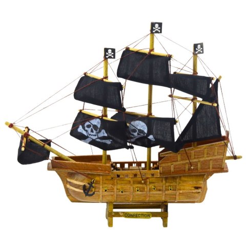 Model Kolekcjonerski Dekoracyjny Statek Żaglowiec Piracki Czarny 33x29cm LEAN Toys