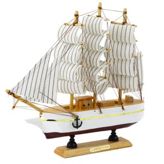 Model Kolekcjonerski Dekoracyjny Statek Żaglowiec Trójmasztowy Biały 24x23cm LEAN Toys