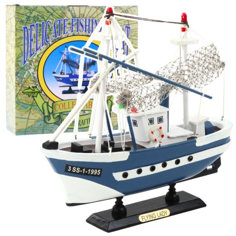 Model Kolekcjonerski Statek Kuter Rybacki Flying Lady Niebieski 24x23cm LEAN Toys