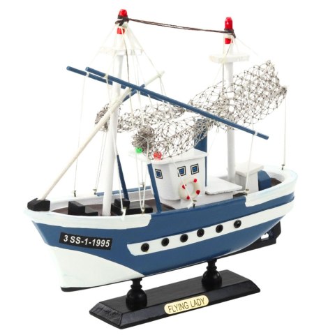 Model Kolekcjonerski Statek Kuter Rybacki Flying Lady Niebieski 24x23cm LEAN Toys