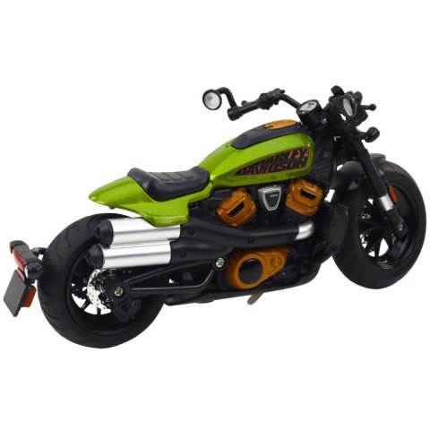Motocykl Chopper Metalowy Światła Dźwięki Czarny Zielone Elementy 1:12 LEAN Toys