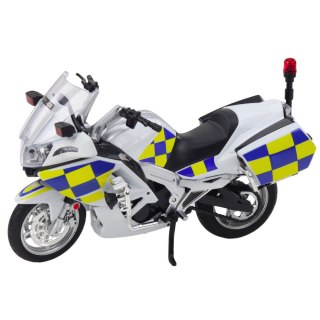 Motocykl Policyjny Metalowy Światła Dźwięki Biały 1:12 LEAN Toys