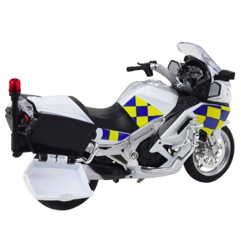 Motocykl Policyjny Metalowy Światła Dźwięki Biały 1:12 LEAN Toys
