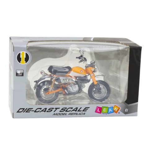 Motocykl Retro Klasyczny Metalowy Światła Żółty 1:12 LEAN Toys