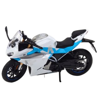Motocykl Sportowy Metalowy Światła Dźwięki Biało Niebieski 1:12 LEAN Toys