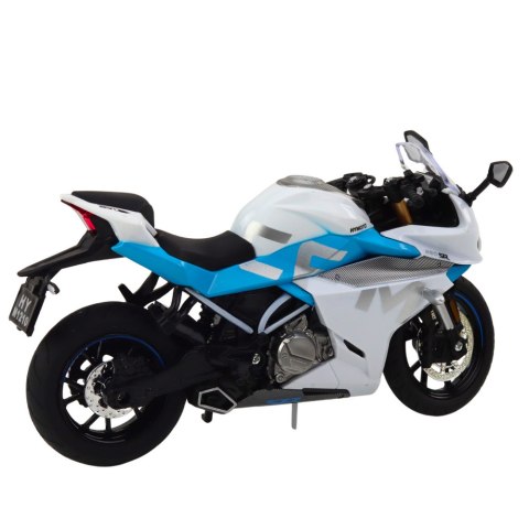Motocykl Sportowy Metalowy Światła Dźwięki Biało Niebieski 1:12 LEAN Toys