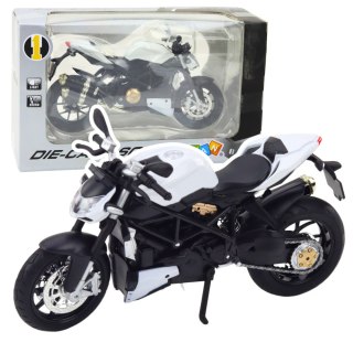 Motocykl Sportowy Metalowy Światła Dźwięki Biały 1:12 LEAN Toys