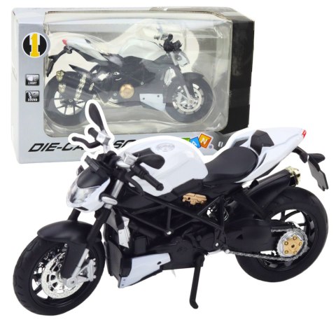 Motocykl Sportowy Metalowy Światła Dźwięki Biały 1:12 LEAN Toys