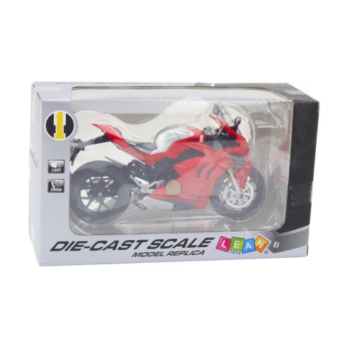 Motocykl Sportowy Metalowy Światła Dźwięki Czerwony 1:12 LEAN Toys