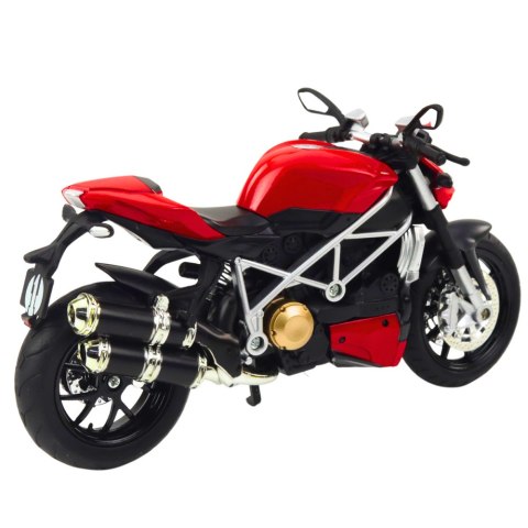 Motocykl Sportowy Metalowy Światła Dźwięki Srebrne Elementy Czerwony 1:12 LEAN Toys