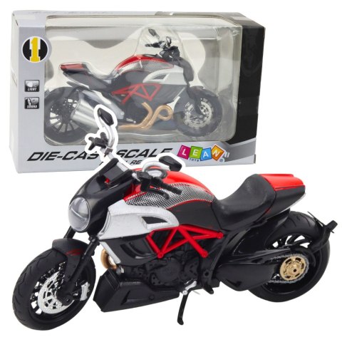 Motocykl Sportowy Metalowy Światła Dźwięki Złote Czerwone Elementy 1:12 LEAN Toys