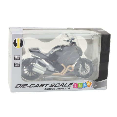Motocykl Sportowy Metalowy Światła Dźwięki Złote Elementy Czarny 1:12 LEAN Toys