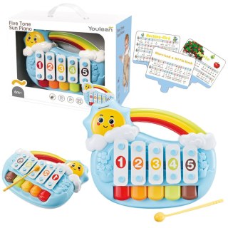 Pianinko Pięciotonowe Edukacyjne Dla Malucha Słoneczko Niebieskie LEAN Toys