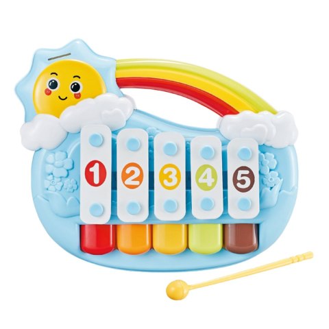Pianinko Pięciotonowe Edukacyjne Dla Malucha Słoneczko Niebieskie LEAN Toys