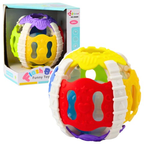 Piłeczka Sensoryczna Dla Niemowląt Gumowa Światła Dźwięki Kolorowa LEAN Toys