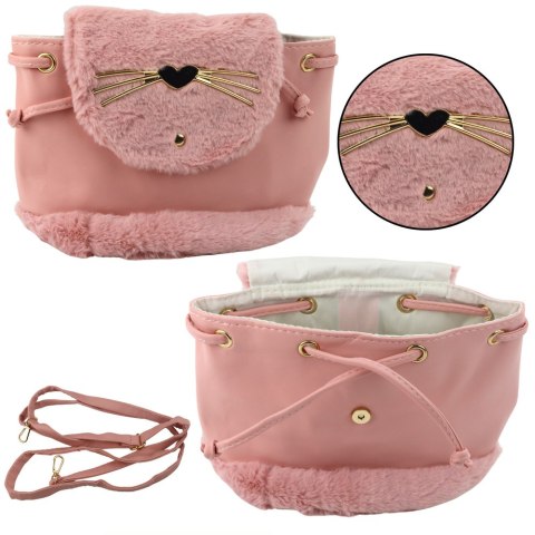 Plecak Dziecięcy Pluszowy Uszy Regulowany Pasek Różowy 22cm 4L LEAN