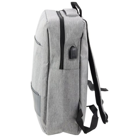 Plecak Miejski Biznesowy USB Przegroda Środkowa Szary 14L 40cm LEAN