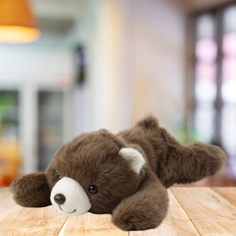 Pluszowa Maskotka Przytulanka Leżący Niedźwiedź Brązowy 30cm LEAN Toys