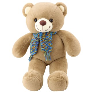Pluszowa Maskotka Przytulanka Miś Kolorowy Szalik Wełniany Brązowy 55cm LEAN Toys