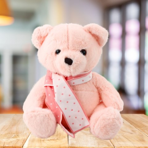 Pluszowa Maskotka Przytulanka Miś Z Szalikiem Różowy 35cm LEAN Toys